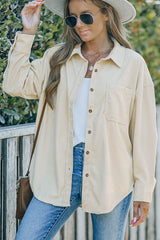 Corduroy Button-Up Pocket Shirt Jacket - SHE BADDY© ONLINE WOMEN FASHION & CLOTHING STORE