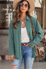 Corduroy Button-Up Pocket Shirt Jacket - SHE BADDY© ONLINE WOMEN FASHION & CLOTHING STORE
