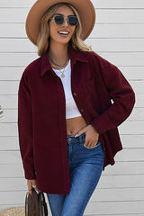 Corduroy Button-Up Pocket Shirt Jacket - SHE BADDY© ONLINE WOMEN FASHION & CLOTHING STORE