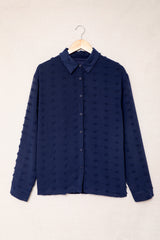 Swiss Dot Button-Up Long Sleeve Shirt - SHE BADDY© ONLINE WOMEN FASHION & CLOTHING STORE