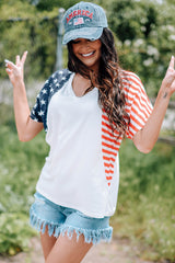 US Flag V-Neck Tee Shirt - SHE BADDY© ONLINE WOMEN FASHION & CLOTHING STORE