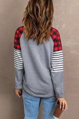 WOMAN UP Plaid Striped Raglan Sleeve Top - SHE BADDY© ONLINE WOMEN FASHION & CLOTHING STORE