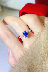 1 Carat Moissanite 925 Sterling Silver Rectangle Ring in Blue - SHE BADDY© ONLINE WOMEN FASHION & CLOTHING STORE