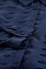 Swiss Dot Button-Up Long Sleeve Shirt - SHE BADDY© ONLINE WOMEN FASHION & CLOTHING STORE