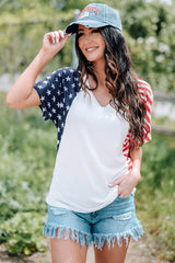 US Flag V-Neck Tee Shirt - SHE BADDY© ONLINE WOMEN FASHION & CLOTHING STORE