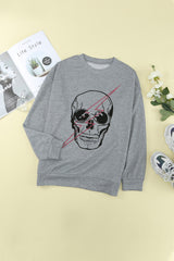 Halloween Skull and Lightning Graphic Tee - SHE BADDY© ONLINE WOMEN FASHION & CLOTHING STORE