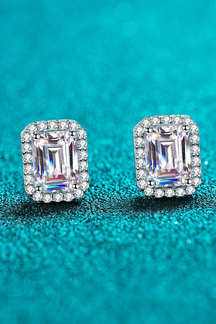 1 Carat Moissanite Rhodium-Plated Square Stud Earrings - SHE BADDY© ONLINE WOMEN FASHION & CLOTHING STORE