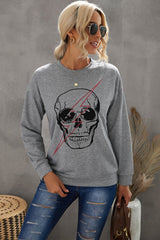 Halloween Skull and Lightning Graphic Tee - SHE BADDY© ONLINE WOMEN FASHION & CLOTHING STORE