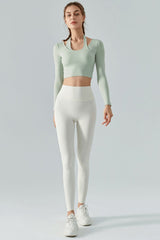 Halter Neck Long Sleeve Cropped Sports Top - SHE BADDY© ONLINE WOMEN FASHION & CLOTHING STORE