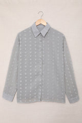 Swiss Dot Button-Up Long Sleeve Shirt - SHE BADDY© ONLINE WOMEN FASHION & CLOTHING STORE