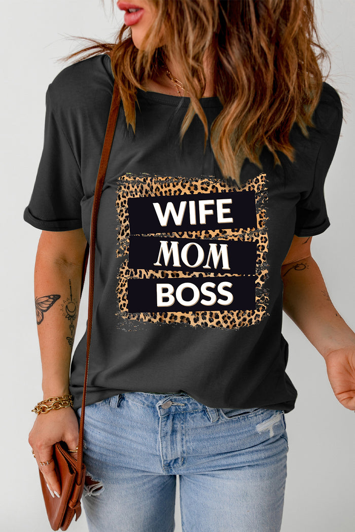 WIFE MOM BOSS Leopard Graphic Tee - SHE BADDY© ONLINE WOMEN FASHION & CLOTHING STORE