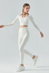 Halter Neck Long Sleeve Cropped Sports Top - SHE BADDY© ONLINE WOMEN FASHION & CLOTHING STORE