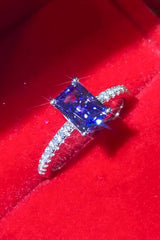 1 Carat Moissanite 925 Sterling Silver Rectangle Ring in Blue - SHE BADDY© ONLINE WOMEN FASHION & CLOTHING STORE