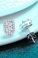 1 Carat Moissanite Rhodium-Plated Square Stud Earrings - SHE BADDY© ONLINE WOMEN FASHION & CLOTHING STORE
