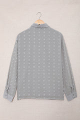 Swiss Dot Button-Up Long Sleeve Shirt - SHE BADDY© ONLINE WOMEN FASHION & CLOTHING STORE