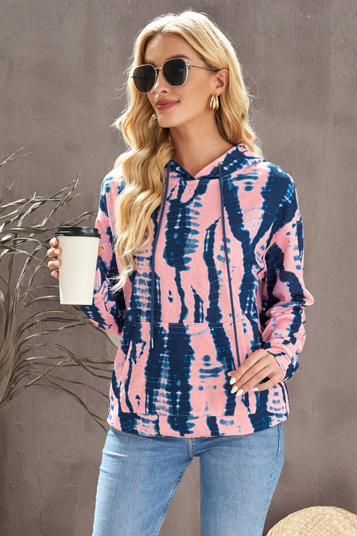 Tie-Dye Drawstring Hoodie with Pocket - SHE BADDY© ONLINE WOMEN FASHION & CLOTHING STORE