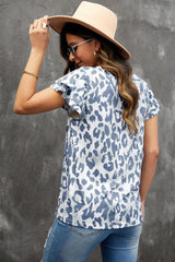 Leopard Layered Flutter Sleeve Tee Shirt - SHE BADDY© ONLINE WOMEN FASHION & CLOTHING STORE