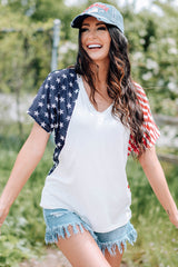US Flag V-Neck Tee Shirt - SHE BADDY© ONLINE WOMEN FASHION & CLOTHING STORE