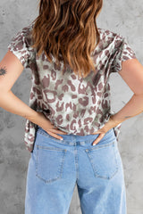 Leopard Layered Flutter Sleeve Tee Shirt - SHE BADDY© ONLINE WOMEN FASHION & CLOTHING STORE
