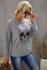Halloween Skull and Lightning Graphic Tee - SHE BADDY© ONLINE WOMEN FASHION & CLOTHING STORE