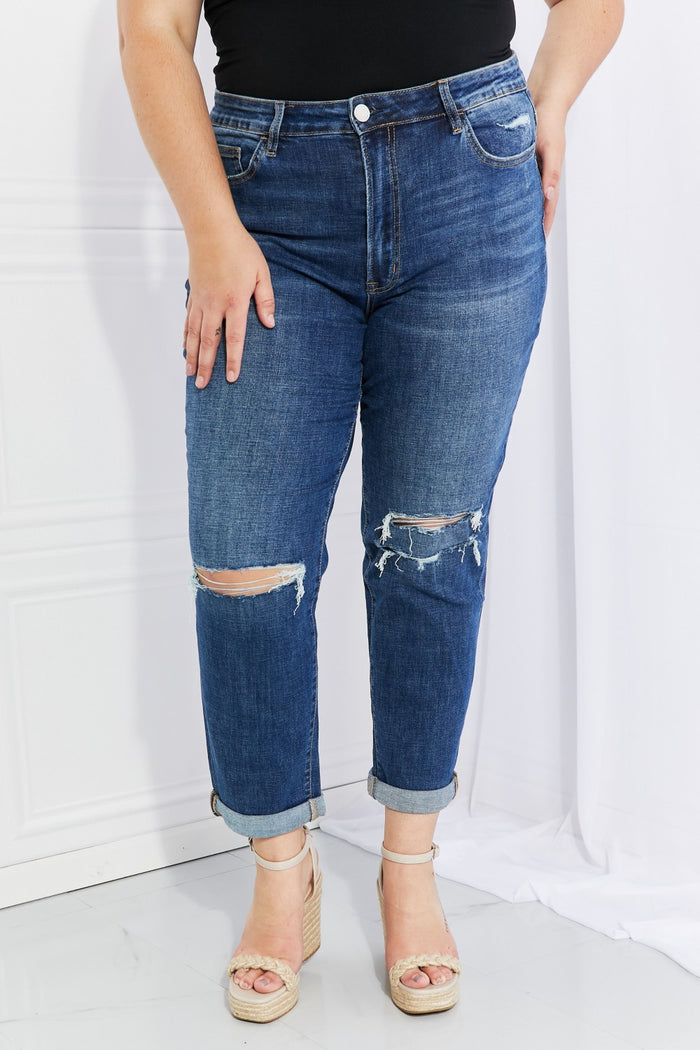 Vervet by Flying Monkey Full Size Distressed Cropped Jeans with Pockets - SHE BADDY© ONLINE WOMEN FASHION & CLOTHING STORE