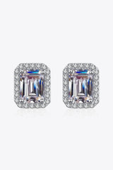1 Carat Moissanite Rhodium-Plated Square Stud Earrings - SHE BADDY© ONLINE WOMEN FASHION & CLOTHING STORE