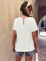 Spliced Lace Textured Tee Shirt - SHE BADDY© ONLINE WOMEN FASHION & CLOTHING STORE