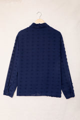 Swiss Dot Button-Up Long Sleeve Shirt - SHE BADDY© ONLINE WOMEN FASHION & CLOTHING STORE