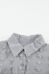 Swiss Dot Button-Up Long Sleeve Shirt - SHE BADDY© ONLINE WOMEN FASHION & CLOTHING STORE
