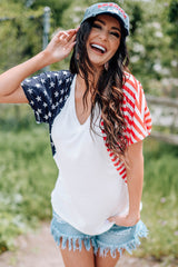 US Flag V-Neck Tee Shirt - SHE BADDY© ONLINE WOMEN FASHION & CLOTHING STORE