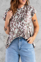 Leopard Layered Flutter Sleeve Tee Shirt - SHE BADDY© ONLINE WOMEN FASHION & CLOTHING STORE