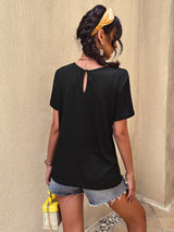 Spliced Lace Textured Tee Shirt - SHE BADDY© ONLINE WOMEN FASHION & CLOTHING STORE