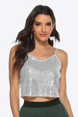Sequin Cropped Cami - SHE BADDY© ONLINE WOMEN FASHION & CLOTHING STORE