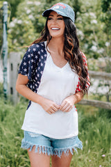 US Flag V-Neck Tee Shirt - SHE BADDY© ONLINE WOMEN FASHION & CLOTHING STORE