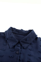 Swiss Dot Button-Up Long Sleeve Shirt - SHE BADDY© ONLINE WOMEN FASHION & CLOTHING STORE