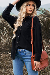 Corduroy Button-Up Pocket Shirt Jacket - SHE BADDY© ONLINE WOMEN FASHION & CLOTHING STORE