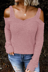 Long Sleeve Cold Shoulder Sweater - SHE BADDY© ONLINE WOMEN FASHION & CLOTHING STORE