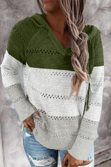 Full Size Color Block Knitted Hoodie - SHE BADDY© ONLINE WOMEN FASHION & CLOTHING STORE