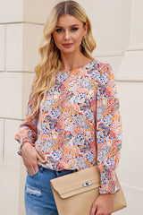 Floral Print Long Puff Sleeve Blouse - SHE BADDY© ONLINE WOMEN FASHION & CLOTHING STORE