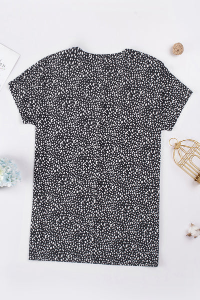 Animal Print Round Neck Tunic Tee with Pockets - SHE BADDY© ONLINE WOMEN FASHION & CLOTHING STORE
