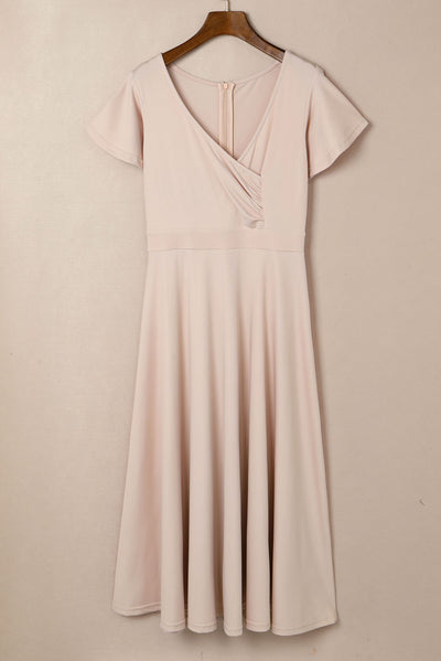 Flutter Sleeve Surplice Midi Dress - SHE BADDY© ONLINE WOMEN FASHION & CLOTHING STORE