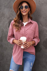 Corduroy Button-Up Pocket Shirt Jacket - SHE BADDY© ONLINE WOMEN FASHION & CLOTHING STORE