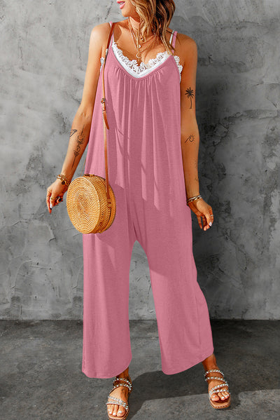 Full Size Spaghetti Strap Wide Leg Jumpsuit - SHE BADDY© ONLINE WOMEN FASHION & CLOTHING STORE