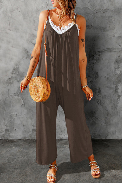 Full Size Spaghetti Strap Wide Leg Jumpsuit - SHE BADDY© ONLINE WOMEN FASHION & CLOTHING STORE