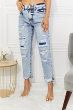 Kancan Kendra High Rise Distressed Straight Jeans - SHE BADDY© ONLINE WOMEN FASHION & CLOTHING STORE