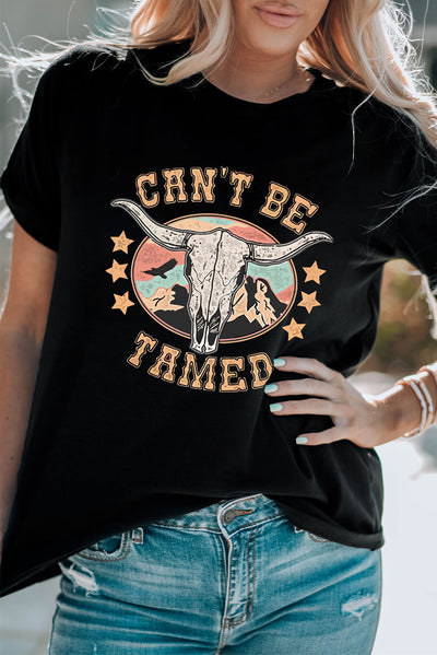 CAN'T BE TAMED Graphic Short Sleeve Tee - SHE BADDY© ONLINE WOMEN FASHION & CLOTHING STORE
