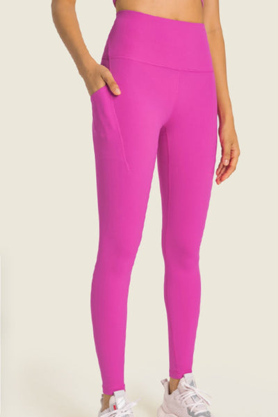 High-Rise Wide Waistband Pocket Yoga Leggings - SHE BADDY© ONLINE WOMEN FASHION & CLOTHING STORE