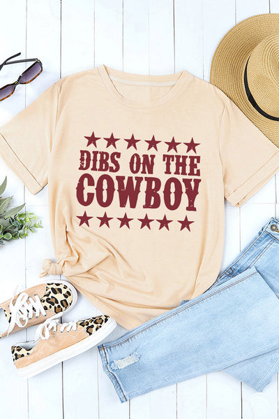 DIBS ON THE COWBOY Round Neck Tee Shirt - SHE BADDY© ONLINE WOMEN FASHION & CLOTHING STORE