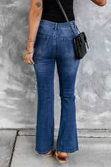 Distressed High Waist Flare Jeans - SHE BADDY© ONLINE WOMEN FASHION & CLOTHING STORE