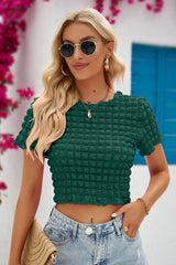 Round Neck Short Sleeve Crop Top - SHE BADDY© ONLINE WOMEN FASHION & CLOTHING STORE